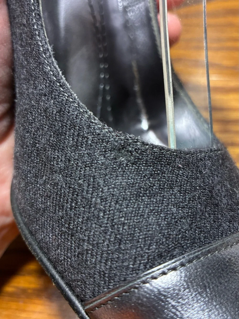 Kate Spade ITALY MADE Gray Wool Pewter Leather Mary Jane Cap Toe Heels Size 8
